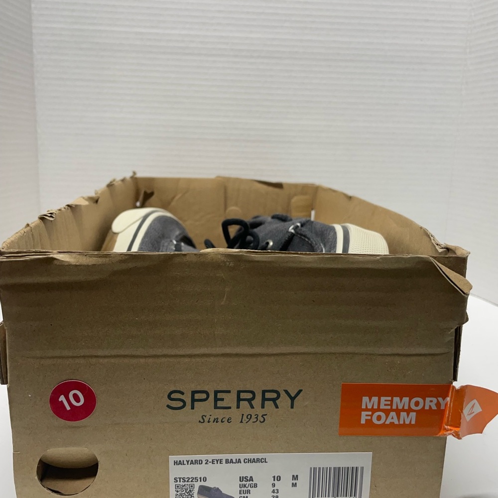 Sperry Charcoal Gray Two-Eye Boat Shoes with Cream Sole